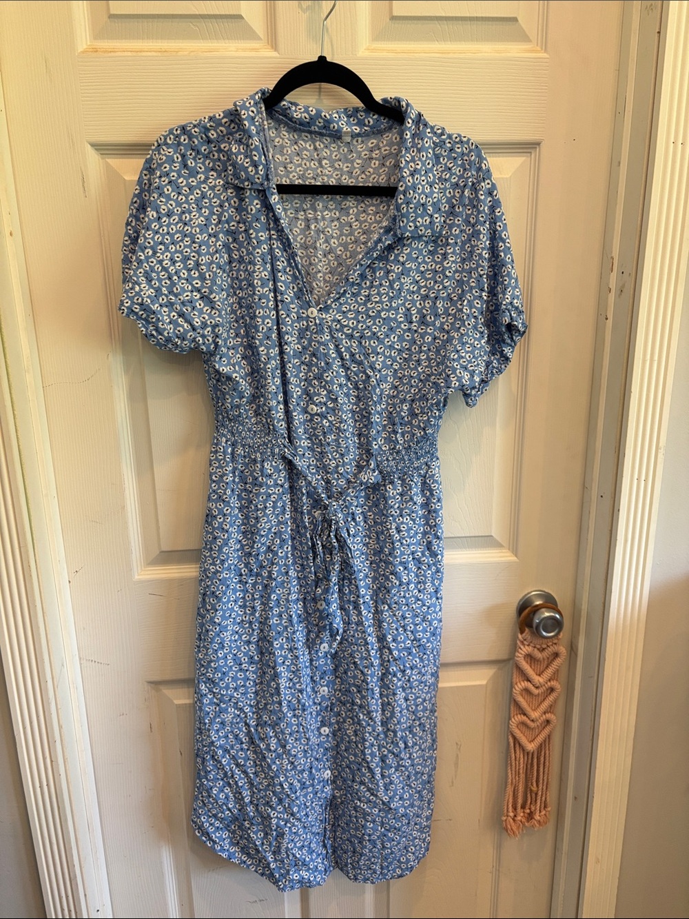 Blue Floral Button Dress